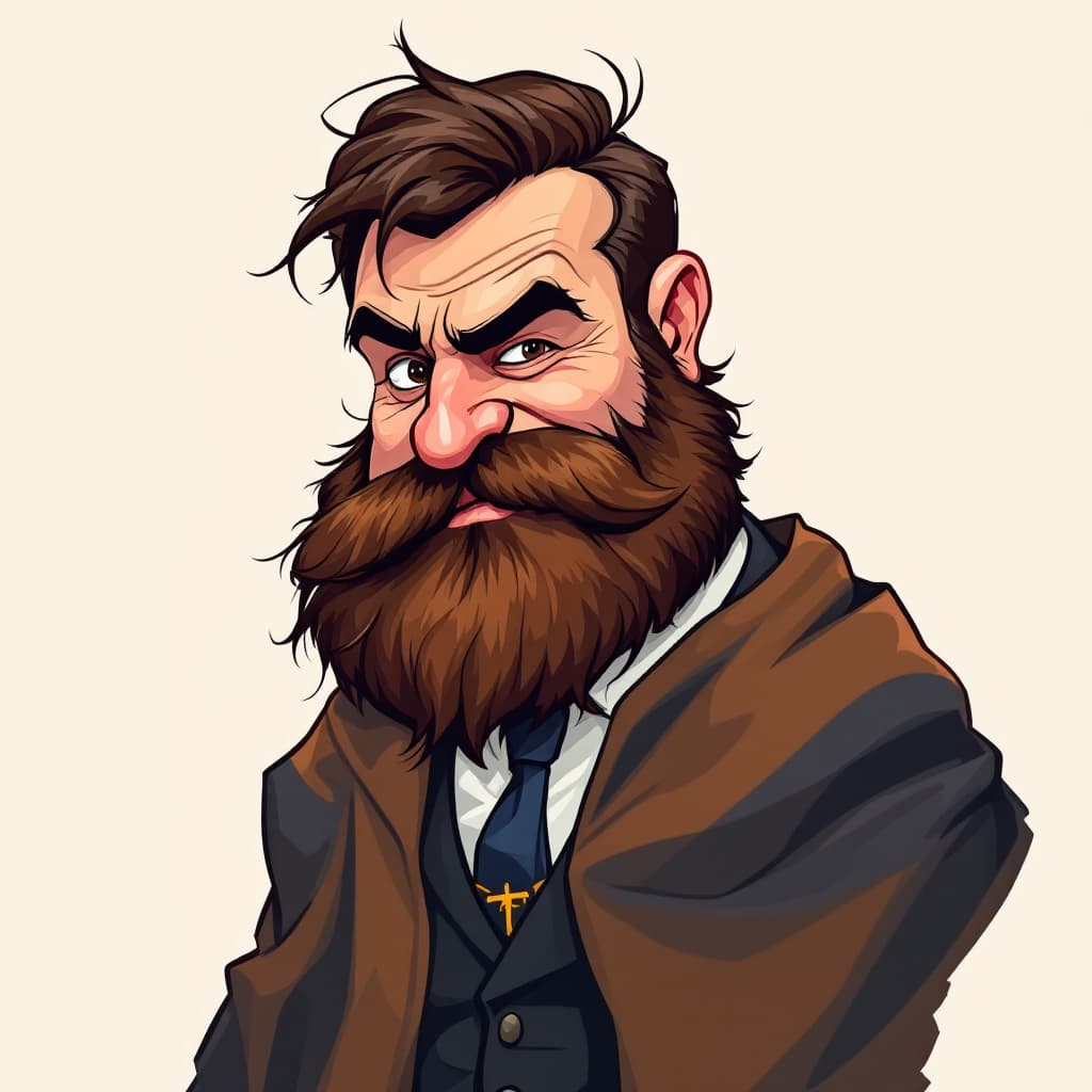 AI generated: Crea una caricatura de un hombre bíblico de cuerpo completo, con una larga barba y una expresión ami...