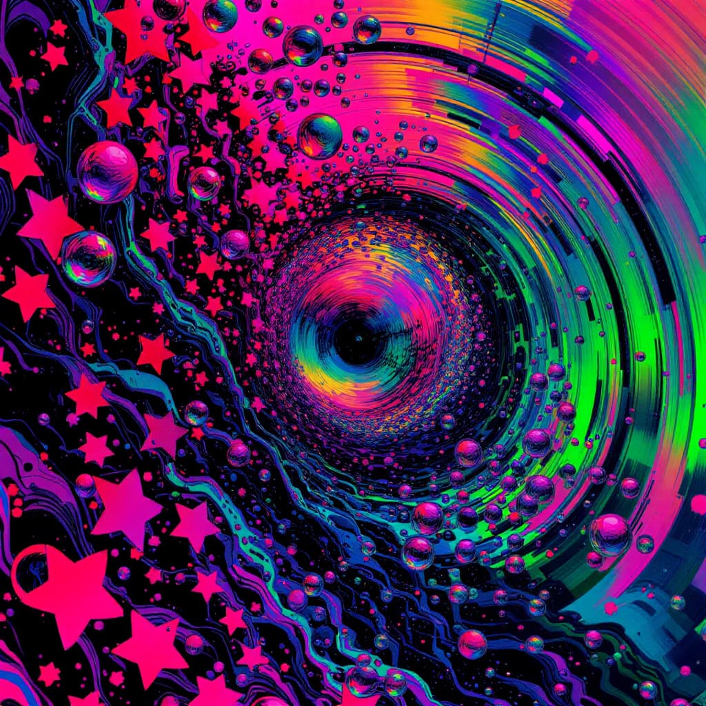AI generated: abyssopelagic heretic, sinister sly smile bubble escapade, doomed user, glitch art in oceanic 3d tec...
