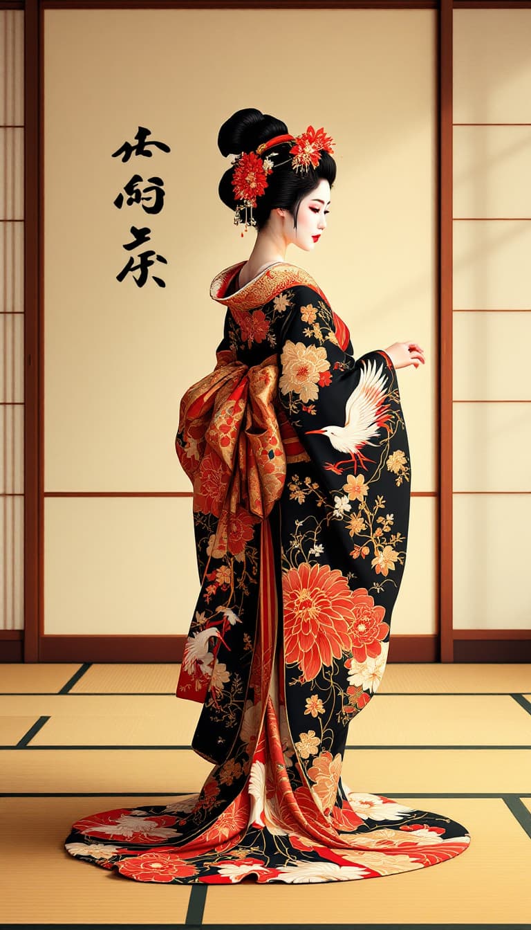 AI generated: Inspired by the Japanese Edo period and Utagawa Hiroshige, a vividly realistic, full-length portraya...