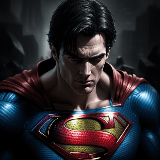 AI generated: Superman, in dynamic, atmosphere of darkness and horror, dramatic light, highly detailed, packed wit...