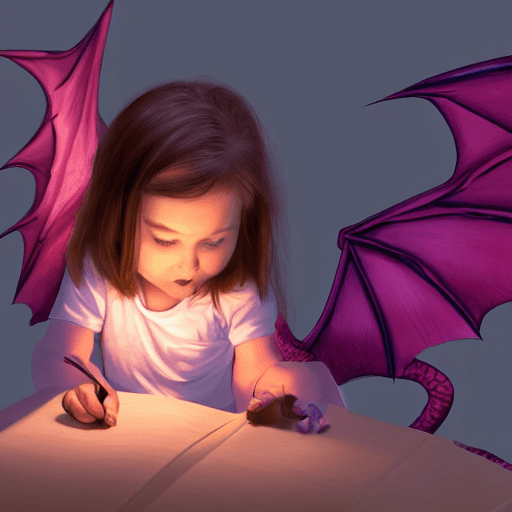 AI generated: hyper realistic little girl with dragon, indirect lighting