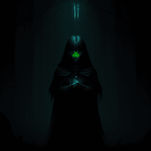 AI generated: luminous, dark fantasy, dark atmosphere, light essence in the dark
