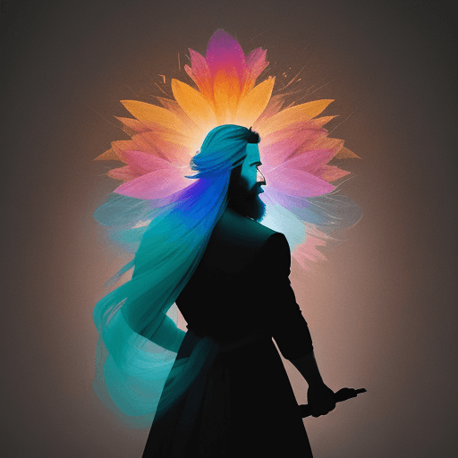 AI generated: ethereal photography,A striking scale representation of colorful of a beard's silhouette from behind...