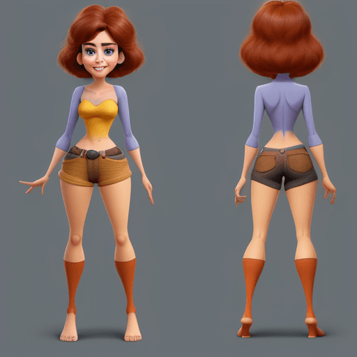 AI generated: Disney/Pixar style female reference sheet 