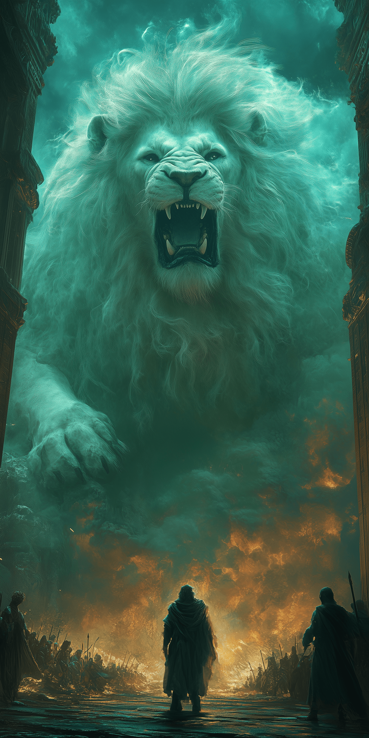 AI generated: Mystic Chaos in 3D, Champions In a Lions Arena --chaos 5 --ar 1:2 --style raw --stylize 600