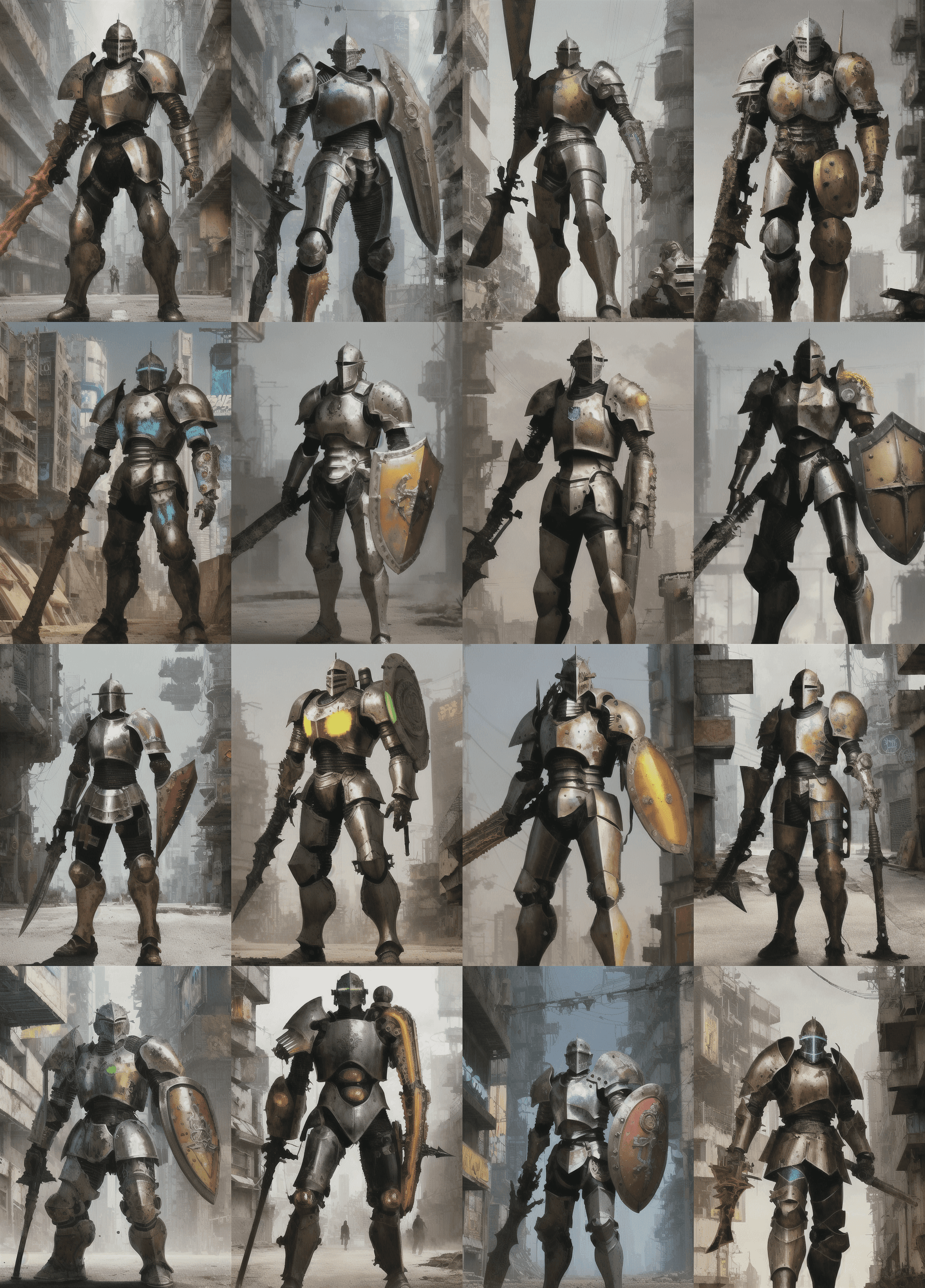 AI generated: knight, paladin, holding large shield, holding large weapon, full body, full shot, photorealistic, r...