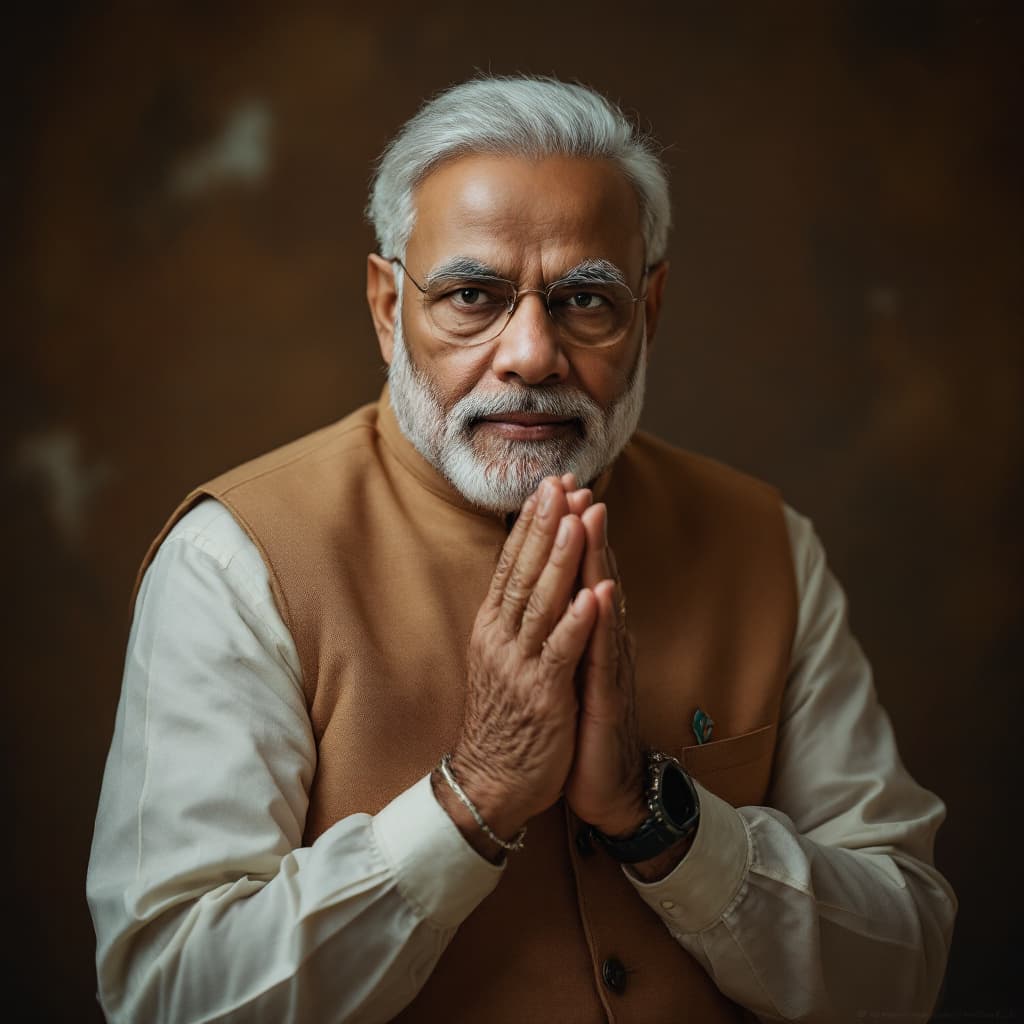 AI generated: narendra modi half body photography