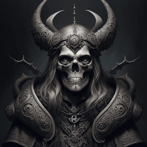 AI generated: dark skull, dead, viking, highly detailed and intricate, hypermaximalist, ornate, luxury, elite, sin...