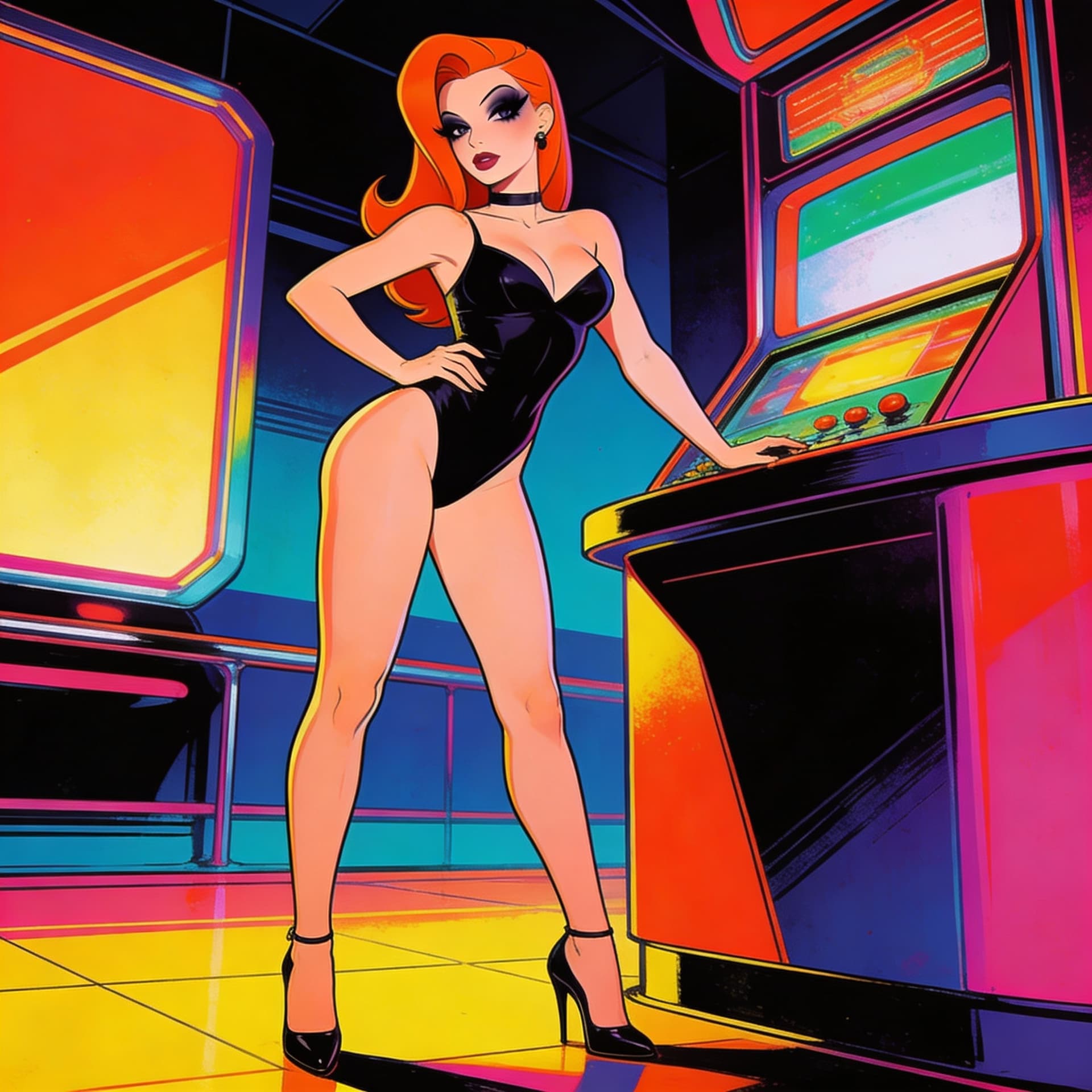 AI generated: Jessica Rabbit beautiful charismatic girl,athletic body, gorgeous figure, interesting shapes, full b...