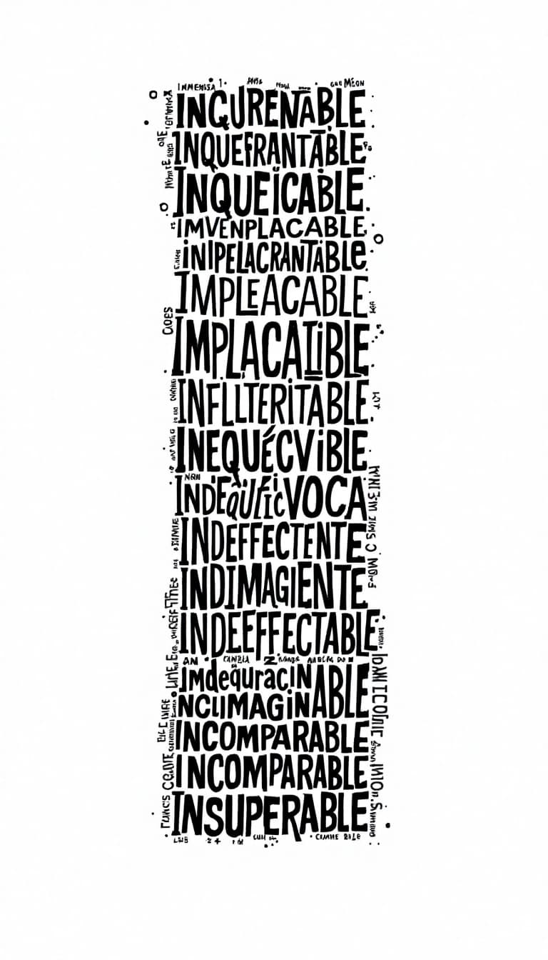 AI generated: letter i from the incredibles movie, composed of the following words in Spanish inmensa, inquebranta...