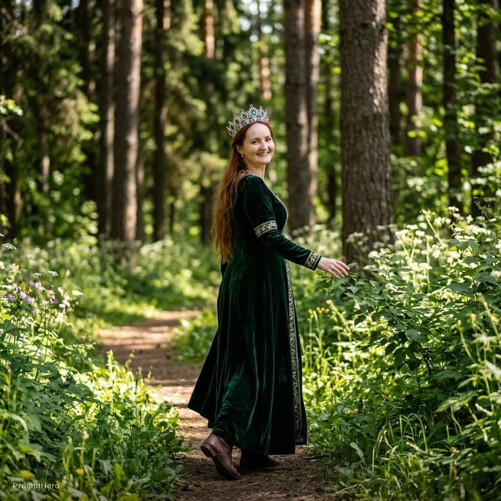 AI generated: Do in this girl Queen, walk in the forest
