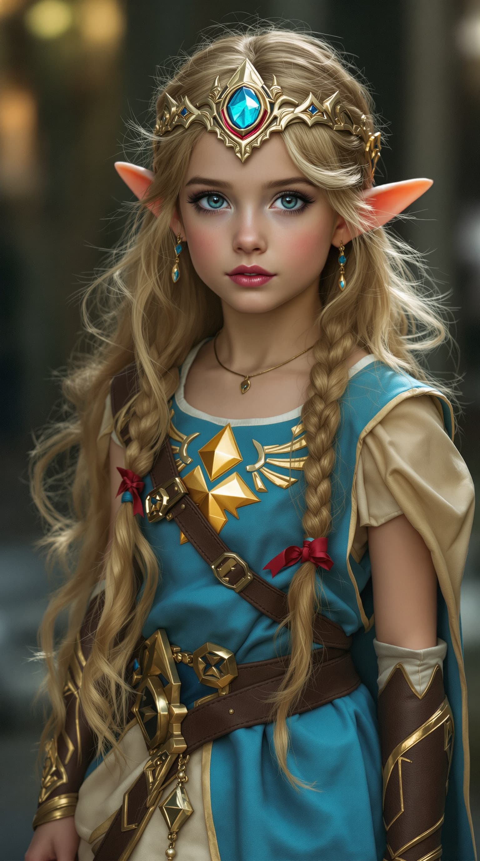 AI generated: A hyper-realistic depiction of seven year old cosplayer as Princess Zelda The Legend of Zelda






...