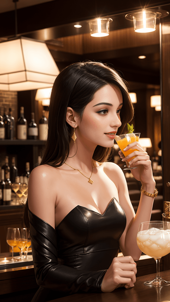 AI generated: a young man surrounded by beautiful women drinking alcohol happy enjoying, in a luxurious lounge bar...