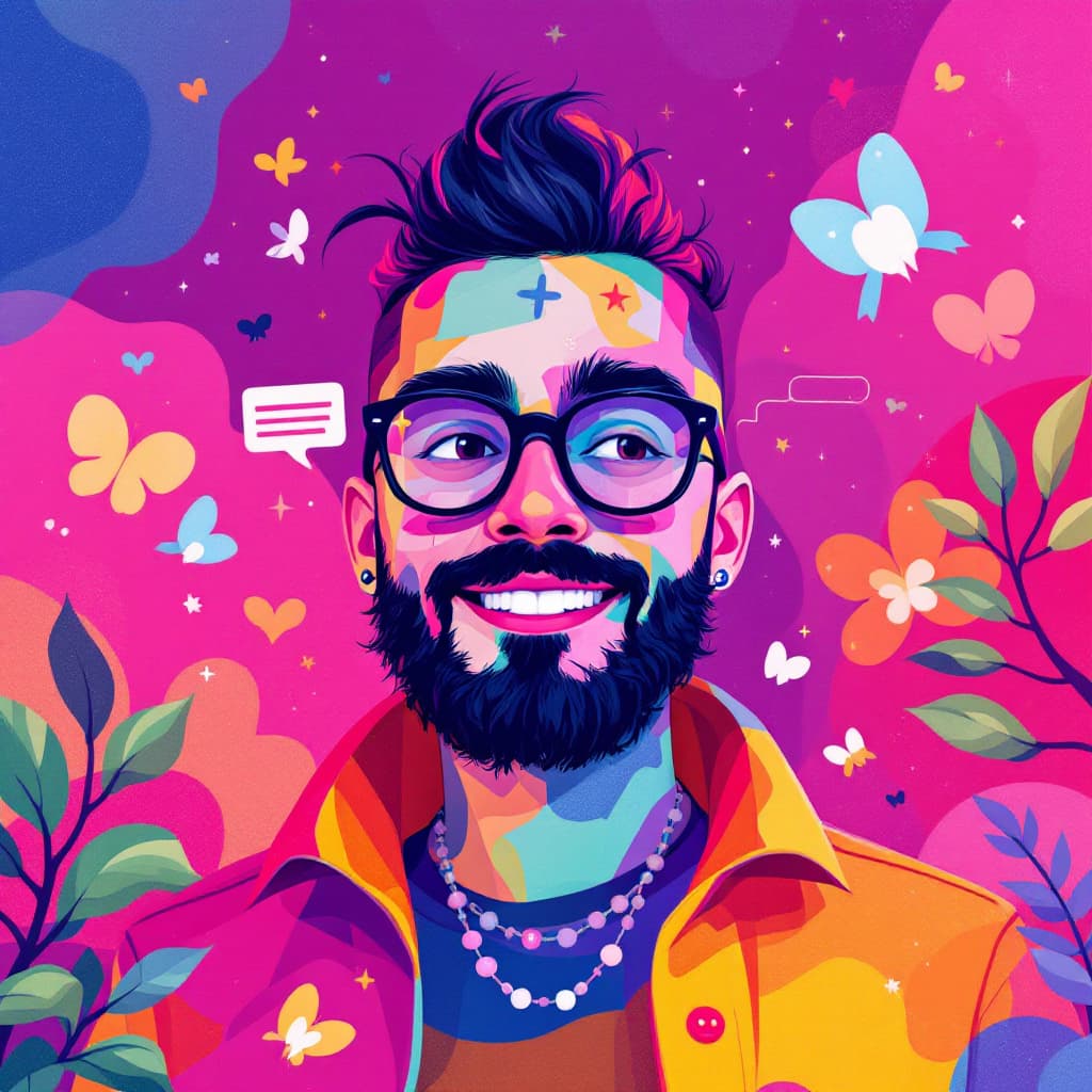 AI generated: Show me a colorful picture of a Community Manager who works in a trendy IT company. 
 