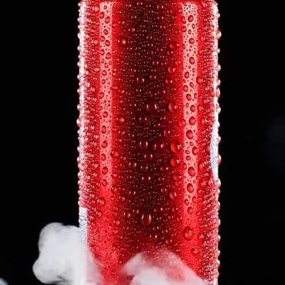 AI generated video: “Cinematic commercial shot of a refreshing soda can transforming from a still product image into a d...