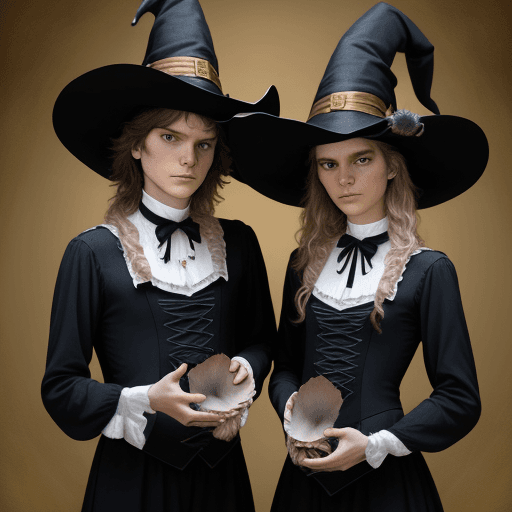 AI generated: Javier Milei and his twin sister Karina Milei, making a witch, 
