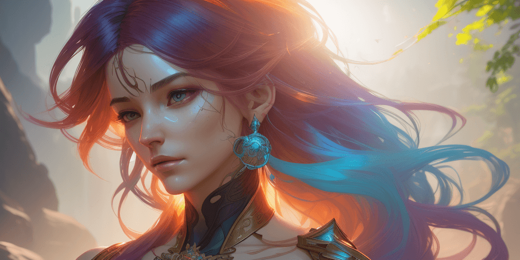 AI generated: beautiful (zxzxberna), intricate colorful hair with , sunlight, beautiful lighting, vibrant lighting...