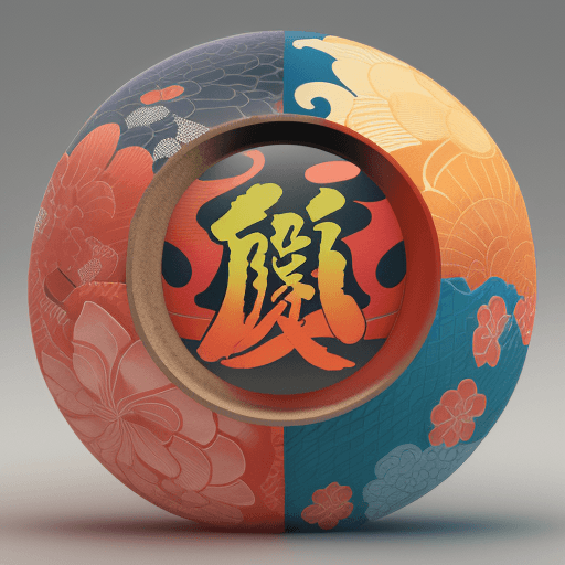 AI generated: Texture, background, bright colours, mix, illustration, ukiyo-e 3d render, illustration