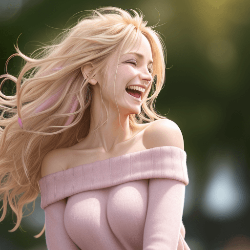 AI generated: Hyper realistic, ultra detailed photograph of a woman with messy blond hair (pink highlights) wearin...