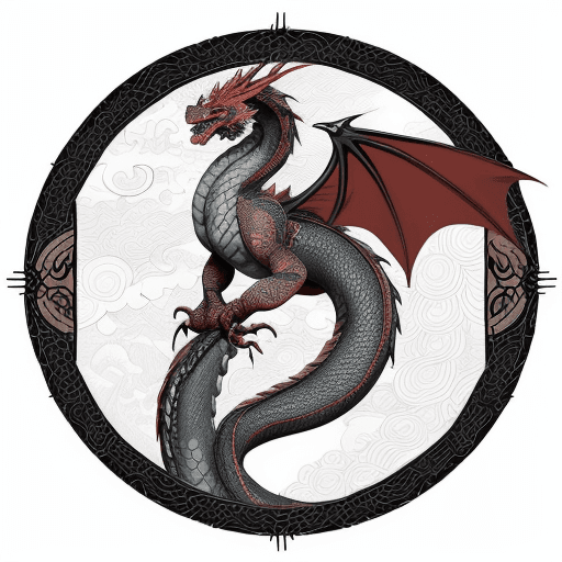 AI generated: Create a tattoo sketch of a large dragon in a Japanese graphic style wrapping around an arm. The dra...