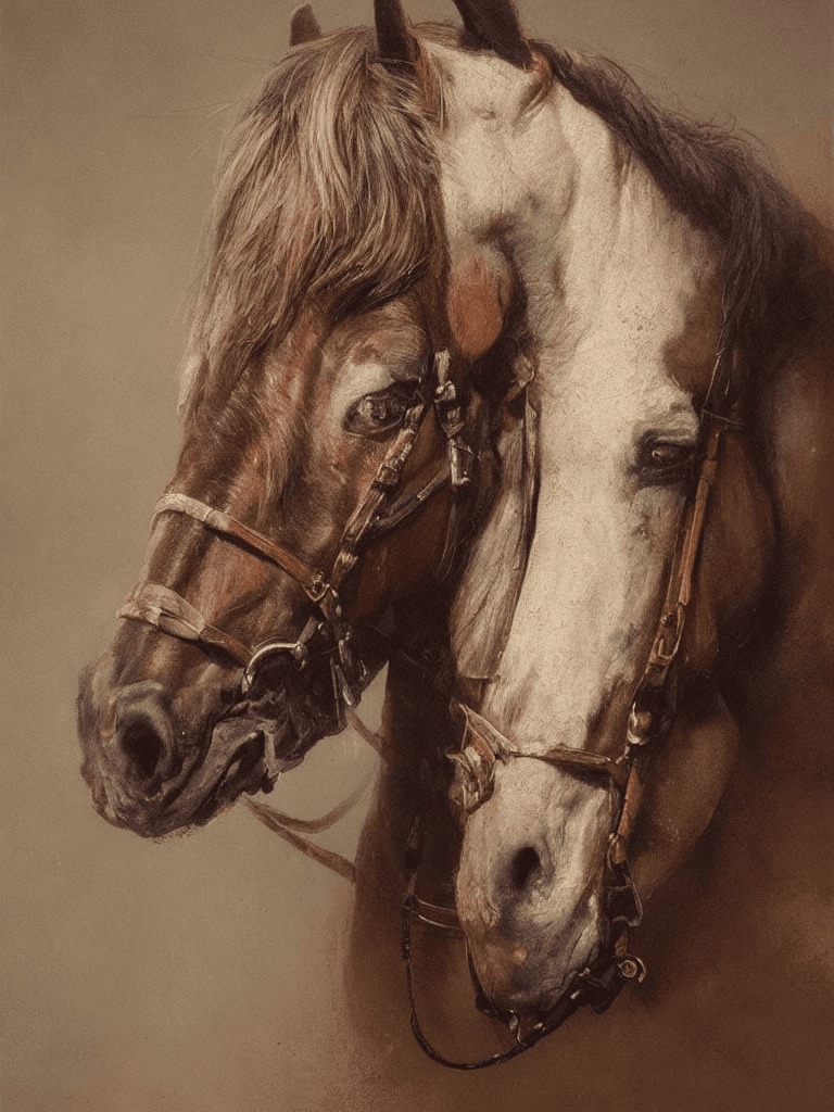 AI generated: a portrait of a horse in 19th century, beautiful painting with highly detailed face by greg rutkowsk...