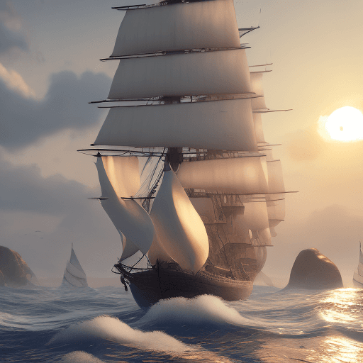 AI generated: Photo of a ultra realistic sailing ship, dramatic light, pale sunrise, cinematic lighting, battered,...