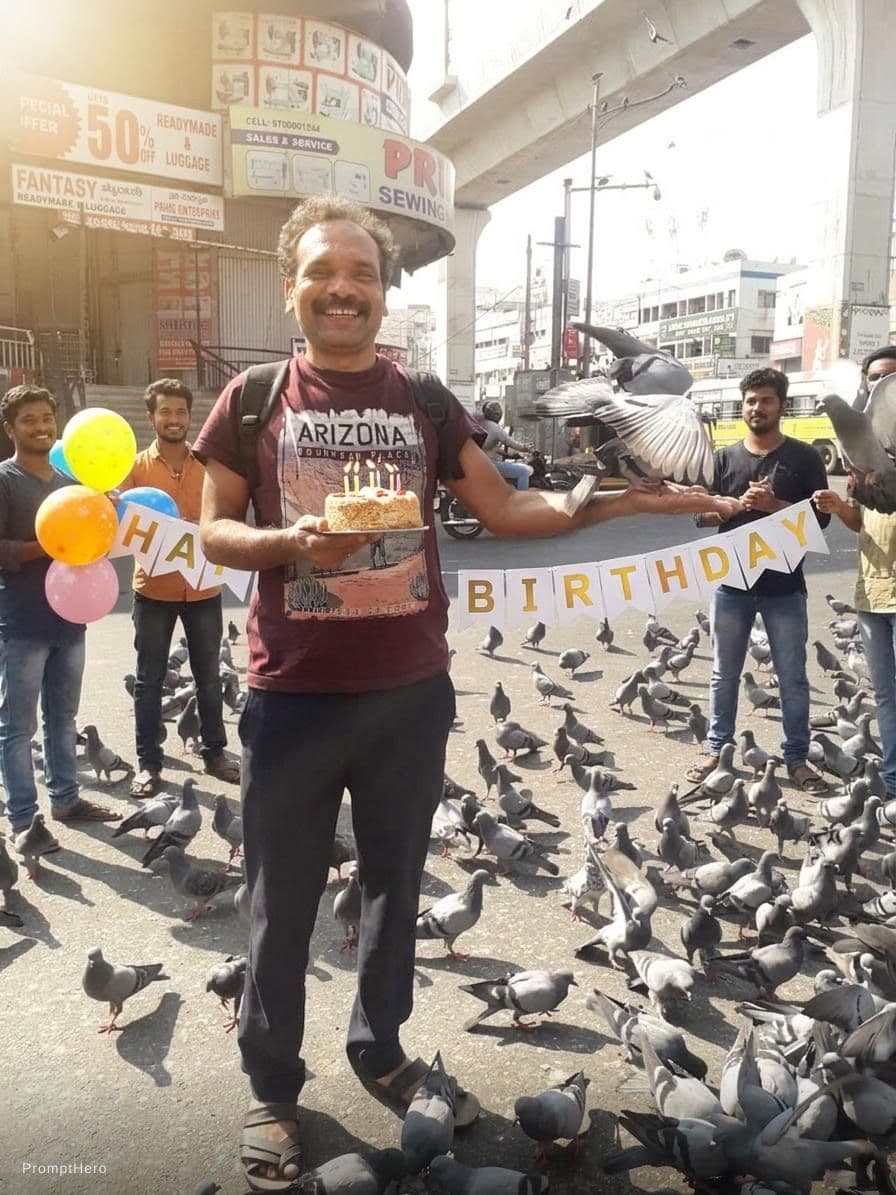 AI generated: Create an realistic photo attached the reference. Birthday wishes