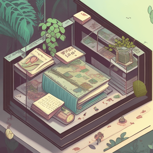 AI generated: isometric, JRPG, book binding, a lifefull terrarium with various insect, a beautiful day , pixiv, mu...