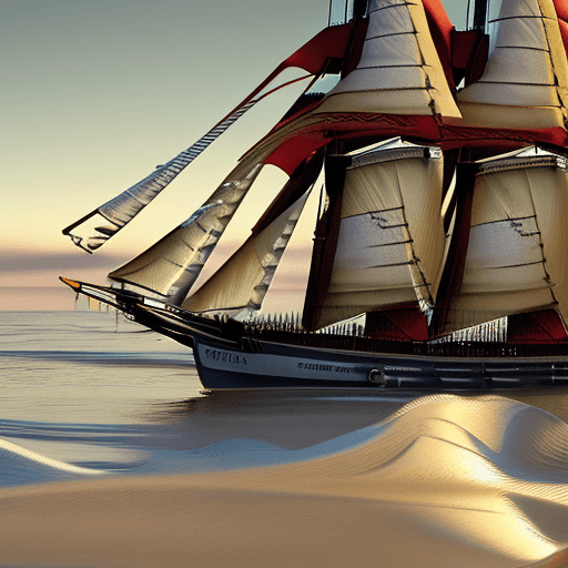 AI generated: Photo of a ultra realistic sailing ship, dramatic light, pale sunrise, cinematic lighting, battered,...