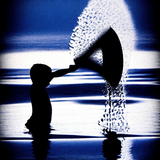 AI generated: thrown water.  silhouette. romantic