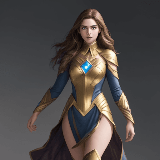 AI generated: A woman who is inspired by kriptonian girl, she has brown hair and is very beautiful, her costume is...