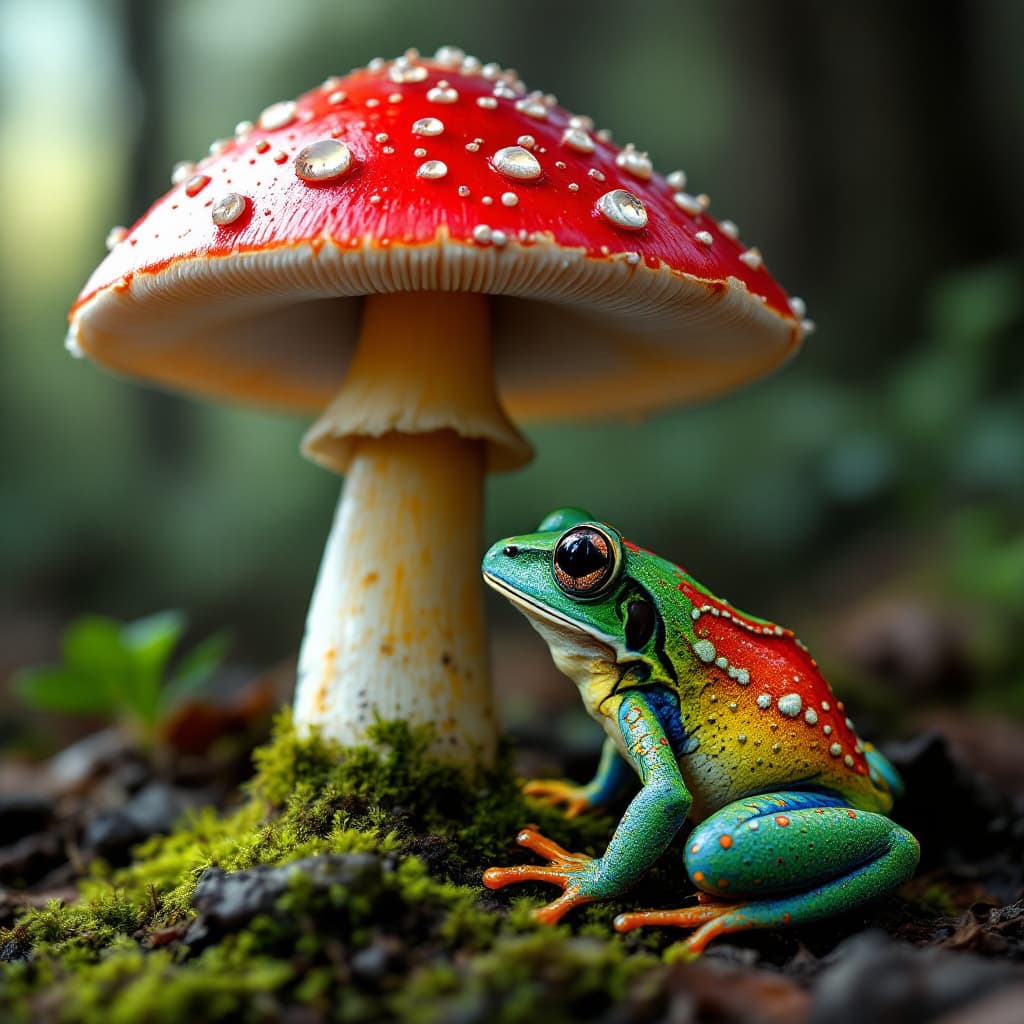 AI generated: Amanita mushroom and a tree frog
Psychedelic