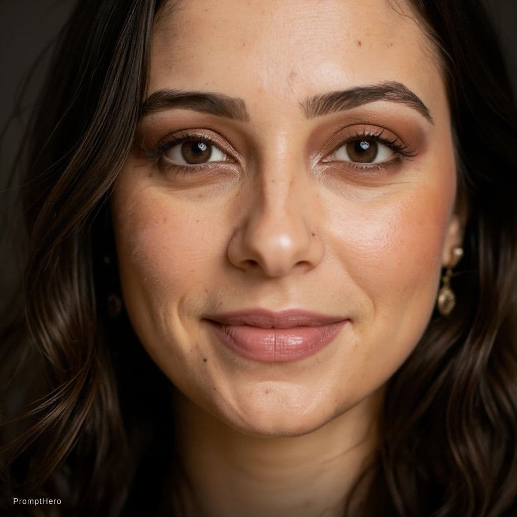 AI generated: a close up of a woman with a brown eye shadow on her face, official dior editorial, trending on pint...