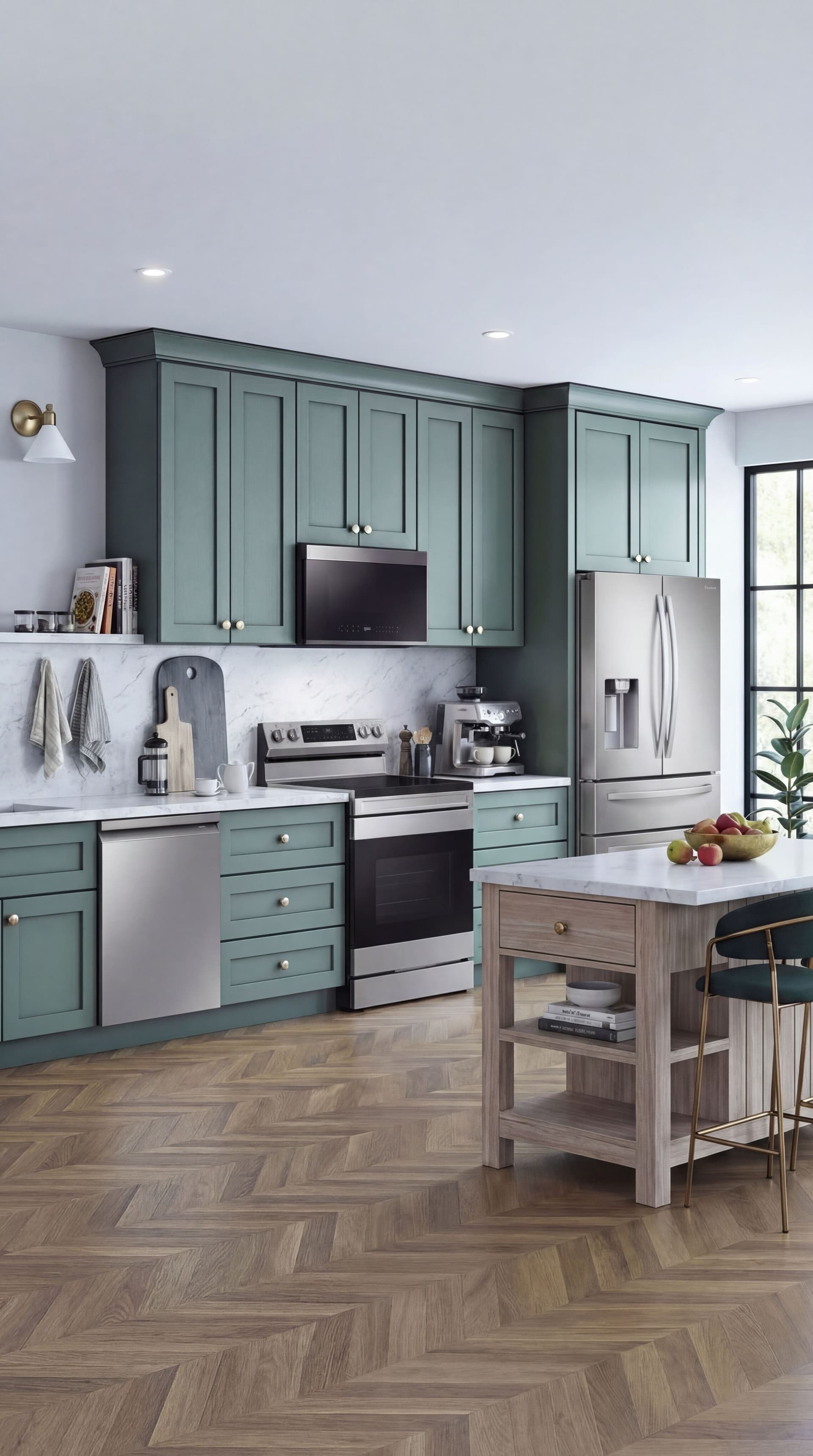 AI generated: Fix the stove from input 1 to have the be as the stove in input image 2.