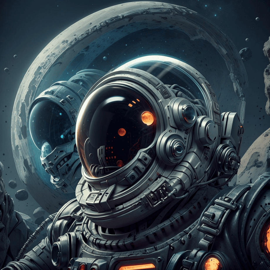 AI generated: there is skull in spacesuit with helmet, creepy astronaut, space horror, space horror, space horror,...