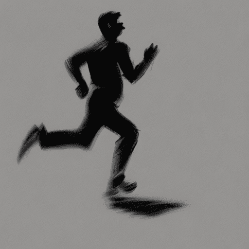 AI generated: Full shot of a man running from left to right. Sketch style, just strokes, handmade.