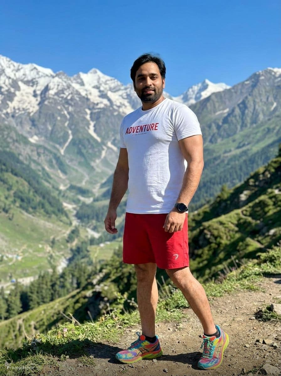AI generated: isme acha sa mountains ka view ho background me ,,,or jo achi se pose ho usme convert kr dena, light...