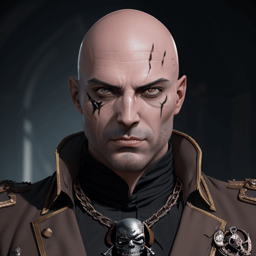 AI generated: male villain, bald,  full body portrait, face horribly burned, highly detailed, detailed face, detai...