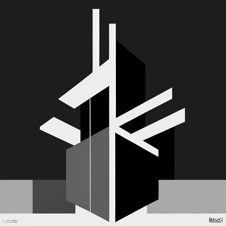 AI generated: modern bauhaus artwork illustration, modern, minimalist, black light colored, artwork