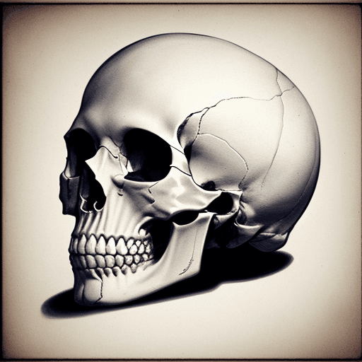 AI generated: human skull anatomy drawing, drawn by davinci, Leonardo davinci, drawing, ultra high detail, full vi...