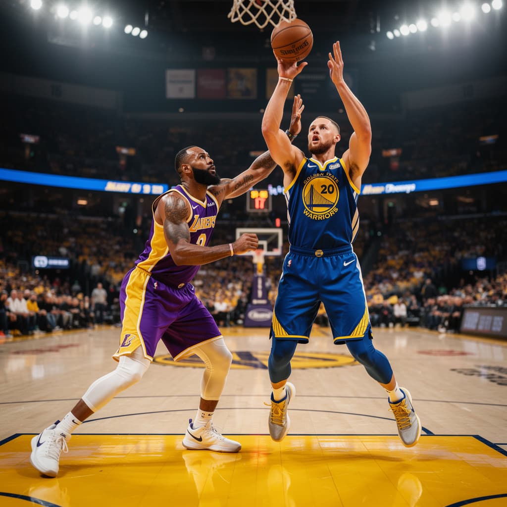 AI generated: Stephen Curry over Lebron in 22' (real)