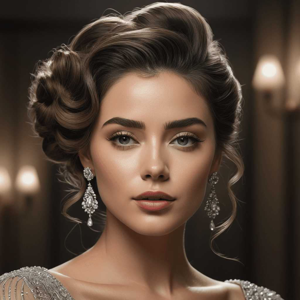AI generated: the drawing shows a woman with hair in an updo, in the style of hyperrealism and photorealism, glamo...