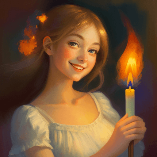 AI generated: A warm, impressionistic painting of a super cute woman smiling gently, her big reflective eyes focus...