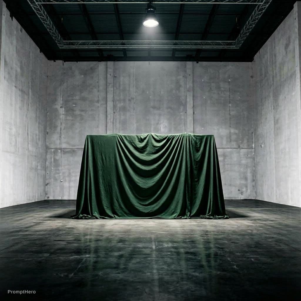 AI generated: A large, empty white room with high ceilings and polished concrete floors. 
Dramatic studio lighting...
