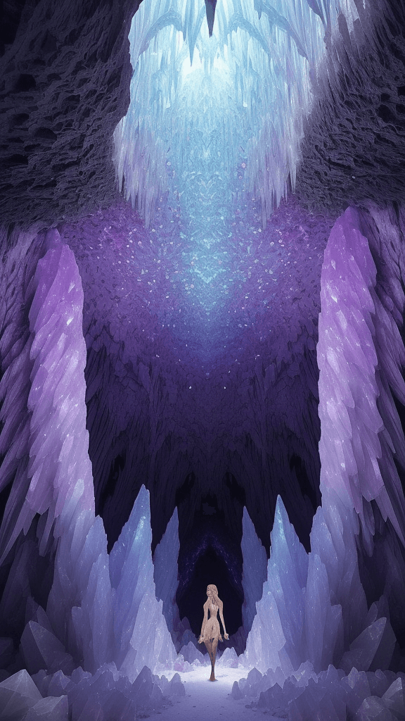 AI generated: "In the heart of an otherworldly realm lies a bizarre crystal cave, a place where reality and fantas...