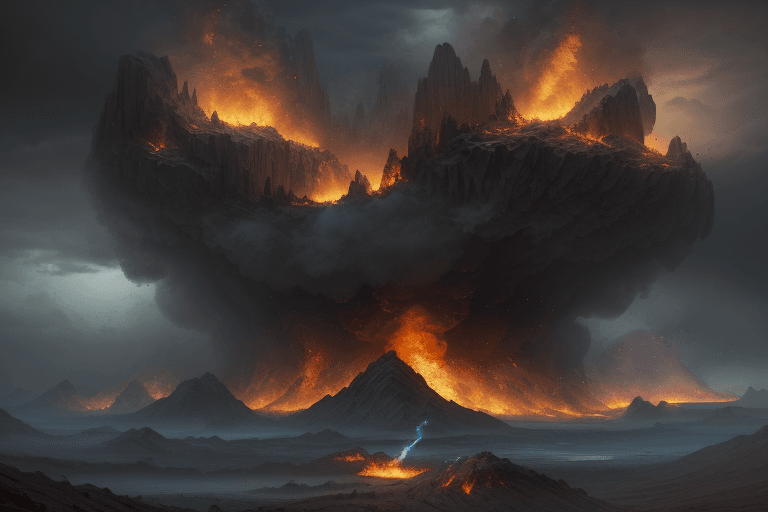 AI generated: A world of fire, atmospheric, hyper realistic, 8k, epic composition, cinematic, octane render, artst...