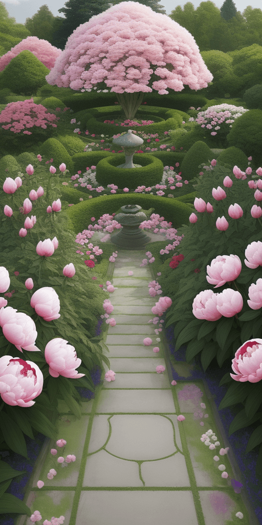 AI generated: The peony garden, a riot of colours--ar 68:128 --stylize 750 --v 5.2