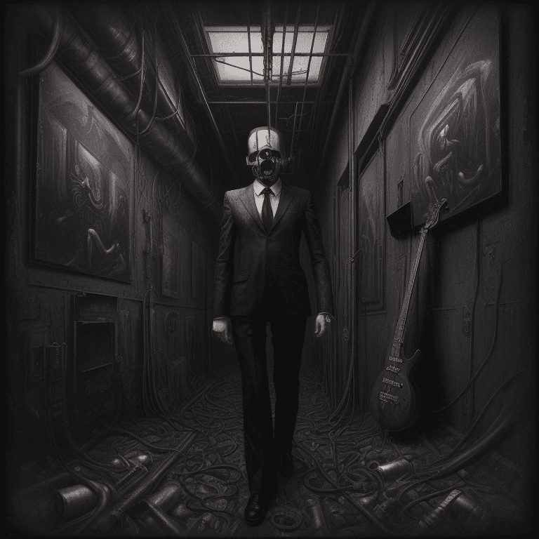 AI generated: music Album cover picture, surreal art, oil picture, industrial rock