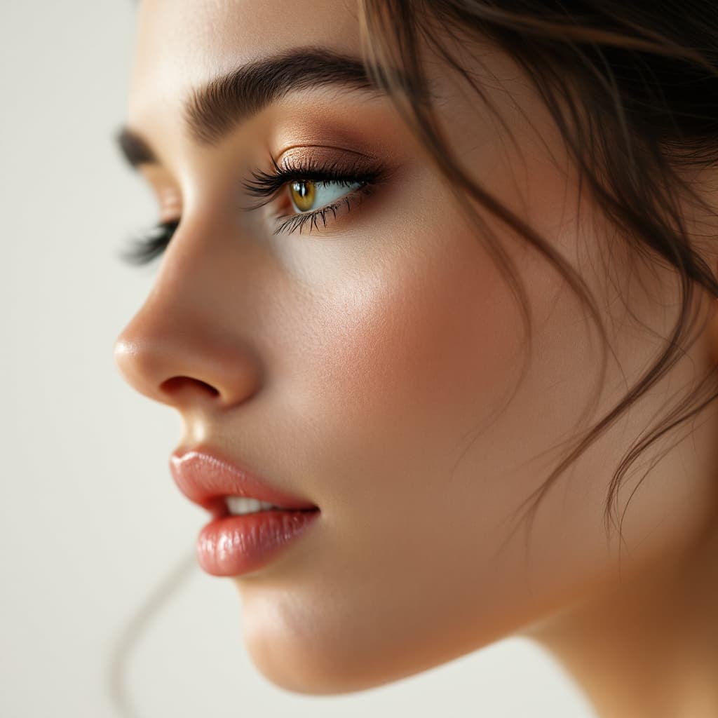 AI generated: woman side face shot showcasing gold earrings, hyper-realistic, 8k
