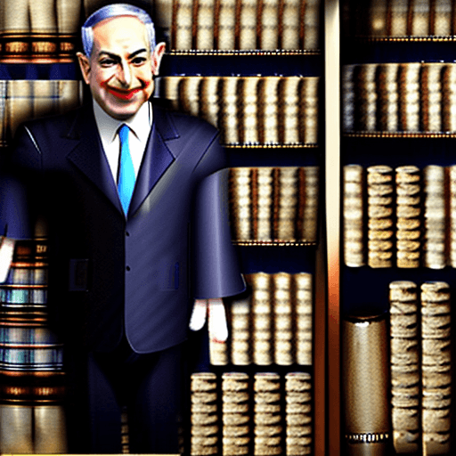AI generated: Benjamin Netanyahu as Pinocchio Marionettes, cuddly, arrogant, powerful, high fantasy, epic, cinemat...